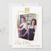 Business Christmas写真の幾何学的金ゴールドロゴ シーズンカード (正面)