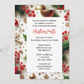 Business Christmas Party Red and Gold  招待状 (正面/裏面)