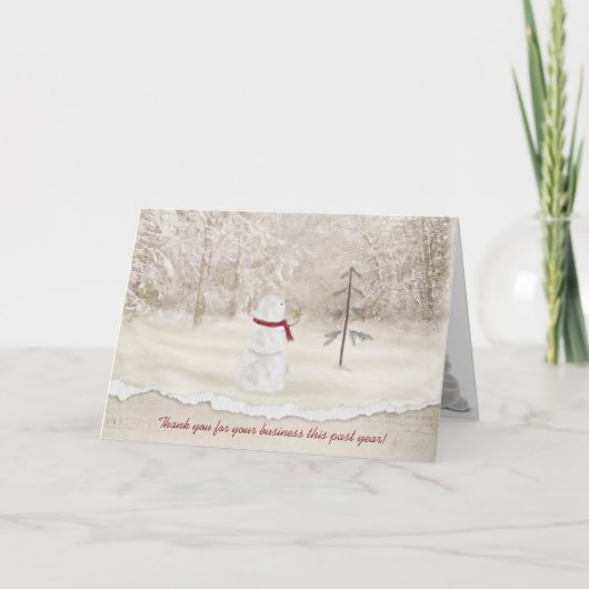Business Christmas Thank You with雪だるま サンキューカード (正面)