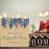 Business Client Christmas Card Kraft Blue カード