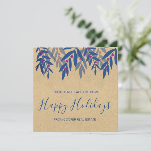 Business Client Christmas Card Kraft Blue カード (スタンド正面)