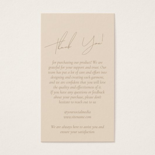 Business Clothsありがとうありがとうつるラベルとロゴ (正面)