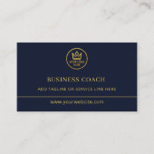 Business Coach Blue Gold Logo QR Code 名刺 (正面)