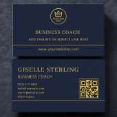 Business Coach Blue Gold Logo QR Code 名刺