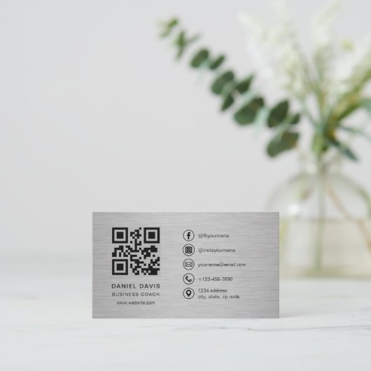 Business Coach Metal QR Code 名刺 (スタンド正面)