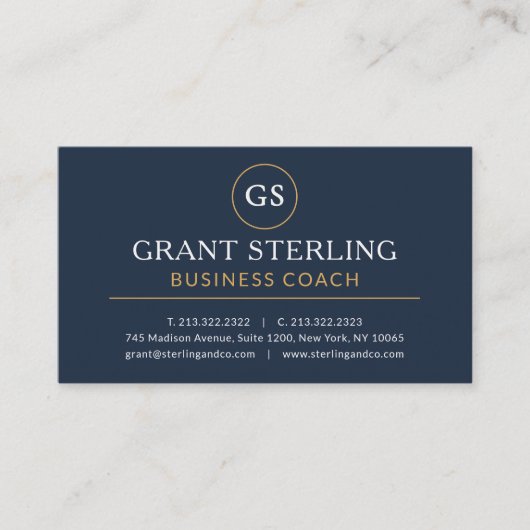 Business Coach Navy Blue Gold Luxury 名刺 (正面)