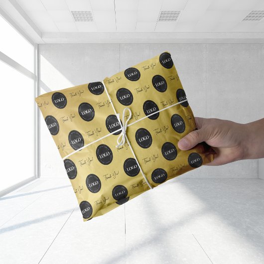 Business Companyのカスタムロゴありがとう金ゴールドルック 薄葉紙