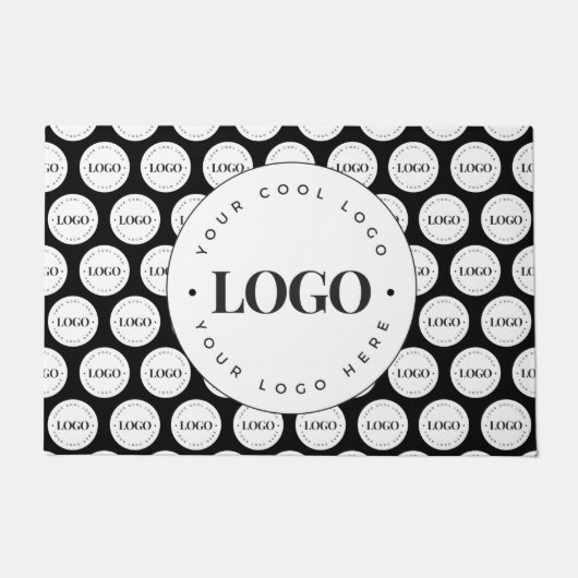 Business Companyのカスタムロゴを追加する繰り返し歓迎 ドアマット (正面)