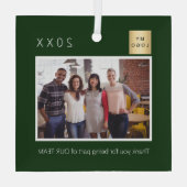 Business Companyのロゴの写真感謝していは緑色 ガラスオーナメント (裏面)