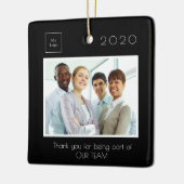 Business Companyのロゴの写真感謝していは黒 セラミックオーナメント (左)