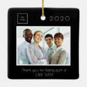 Business Companyのロゴの写真感謝していは黒 セラミックオーナメント (裏面)