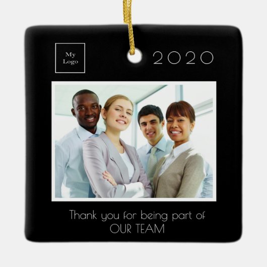 Business Companyのロゴの写真感謝していは黒 セラミックオーナメント (正面)