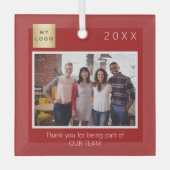 Business Companyのロゴ感謝していの写真 ガラスオーナメント (正面)