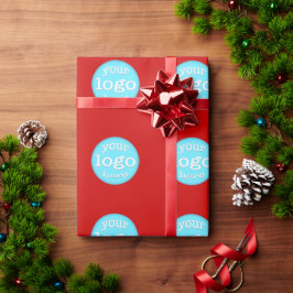 Business Companyロゴカスタムの作成クリスマスレッド ラッピングペーパー