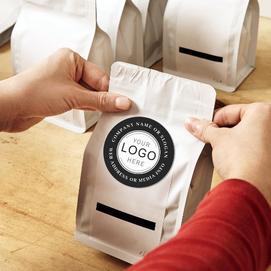 Business Companyロゴブランドフォトブラックモダン ラウンドシール