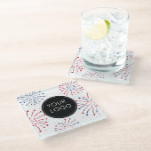 Business Company Fireworks 7月4日のロゴの追加 ガラスコースター (アングル)