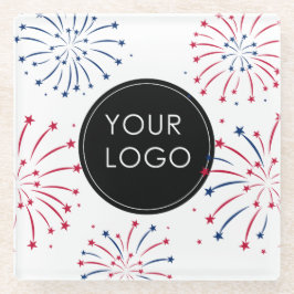 Business Company Fireworks 7月4日のロゴの追加 ガラスコースター