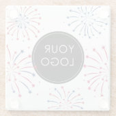 Business Company Fireworks 7月4日のロゴの追加 ガラスコースター (裏面)
