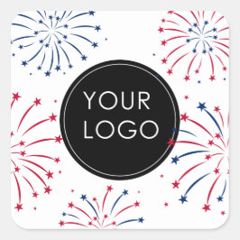 Business Company Fireworks 7月4日のロゴの追加 スクエアシール