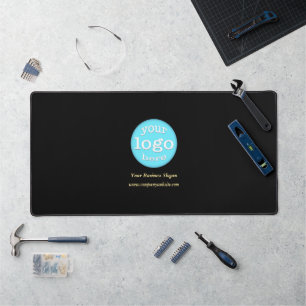 Business Company Logo 企業の Office Black金ゴールド デスクマット