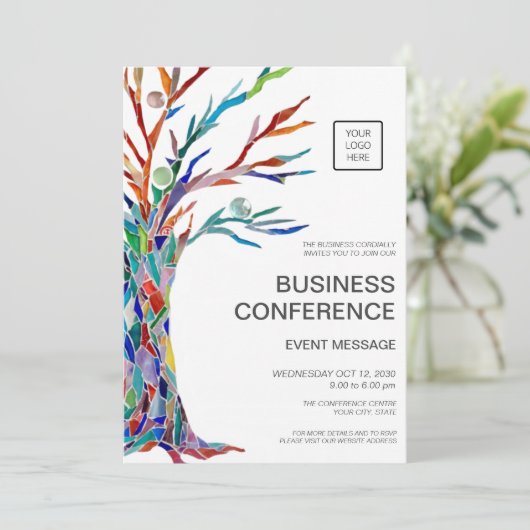 Business Conference Event Logo 招待状 (スタンド正面)