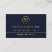 Business Consultant Blue Gold Logo QR Code 名刺 (正面)