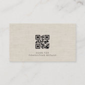 Business Consultant Linen Photo QR Code 名刺 (裏面)