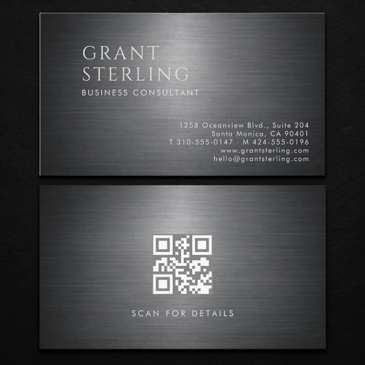 Business Consultant Metallic QR Code 名刺