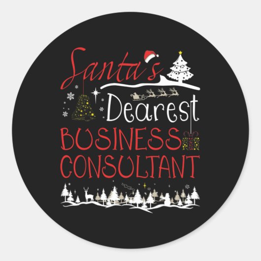 Business Consultant Xmas Job Cute Christmas  ラウンドシール (正面)