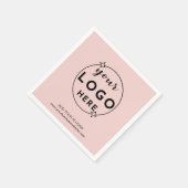 Business Custom Logo  Modern Minimal Blush Pink スタンダードカクテルナプキン (角)