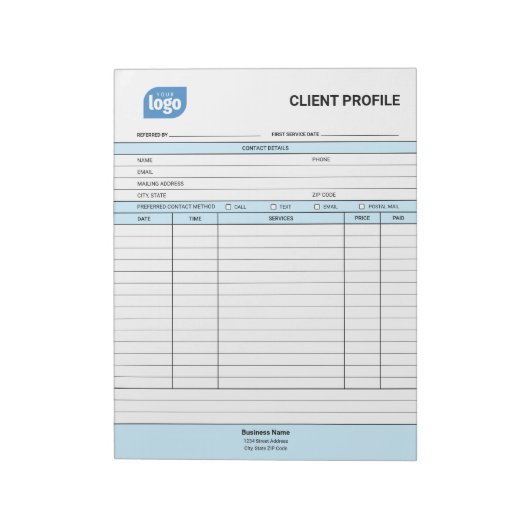 Business Customer Client Profile Sheet Notepad ノートパッド (回転)