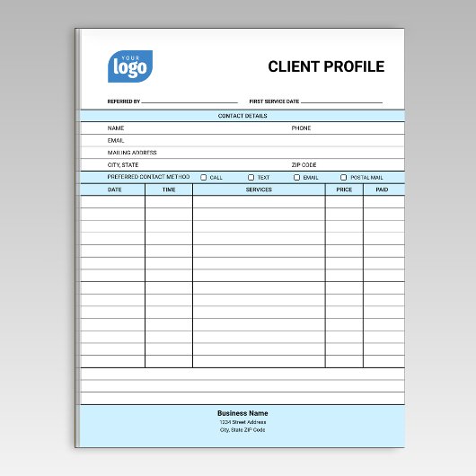 Business Customer Client Profile Sheet Notepad ノートパッド