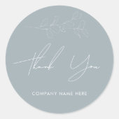 Business Dusty Blue Folids Thank You Sticker ラウンドシール (正面)