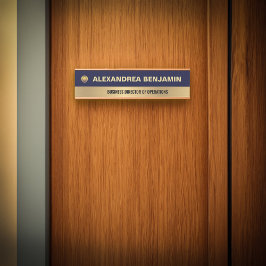 Business Employee Logo Gold Blue Modern Custom サインプレート