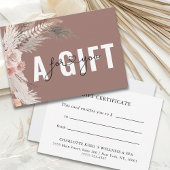 BUSINESS GIFT CERTIFICATE | BOHO