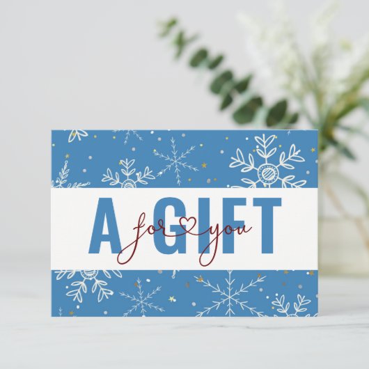 BUSINESS GIFT CERTIFICATE | Christmas Snow Pattern (スタンド正面)