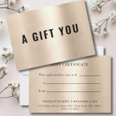 BUSINESS GIFT CERTIFICATE | Gold
