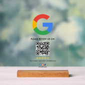 Business Google Review Tabletop Sign l QR Code アクリルサイン (ニュートラル)