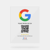Business Google Review Tabletop Sign l QR Code アクリルサイン (正面)