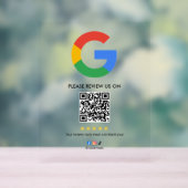 Business Google Review Tabletop Sign l QR Code アクリルサイン (ニュートラル)