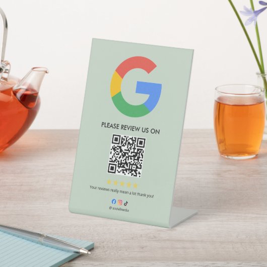 Business Google Review Tabletop Sign l QR Code 台座サイン (インサイチュ)