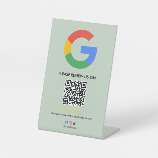 Business Google Review Tabletop Sign l QR Code 台座サイン (正面)