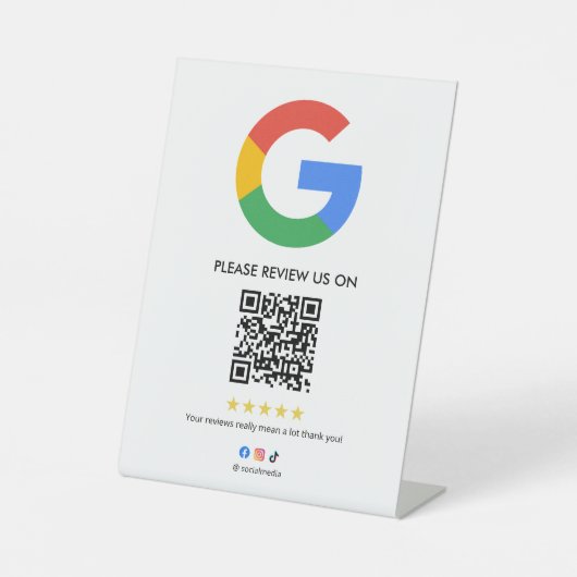 Business Google Review Tabletop Sign l QR Code 台座サイン (正面)