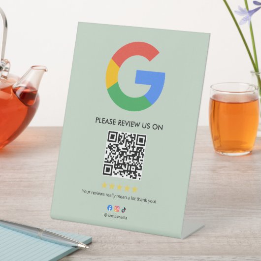 Business Google Review Tabletop Sign l QR Code 台座サイン (インサイチュ)