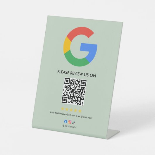 Business Google Review Tabletop Sign l QR Code 台座サイン (正面)