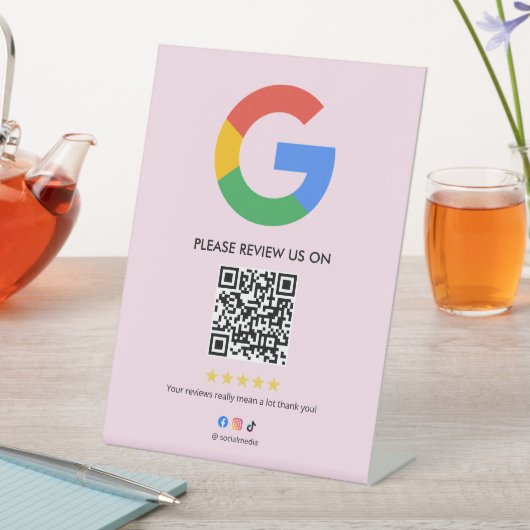 Business Google Review Tabletop Sign l QR Code 台座サイン (インサイチュ)