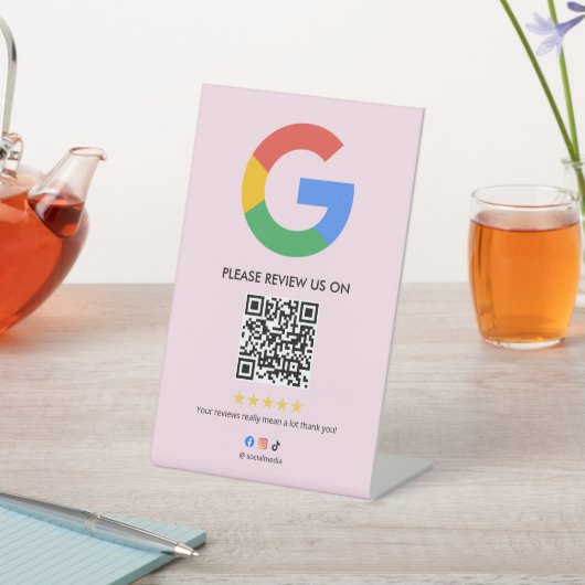 Business Google Review Tabletop Sign l QR Code 台座サイン (インサイチュ)