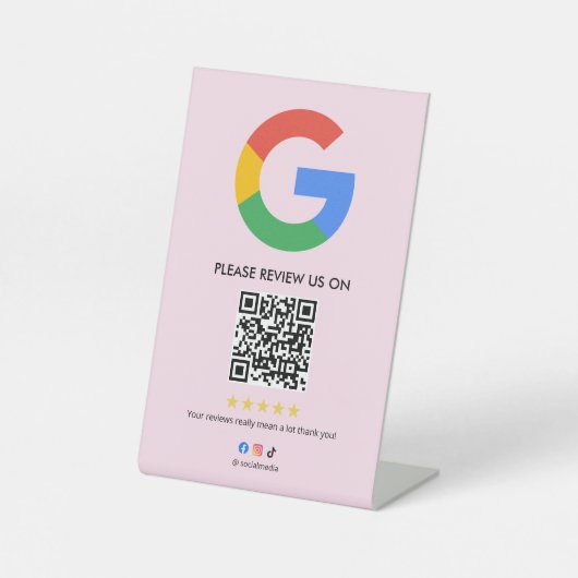 Business Google Review Tabletop Sign l QR Code 台座サイン (正面)