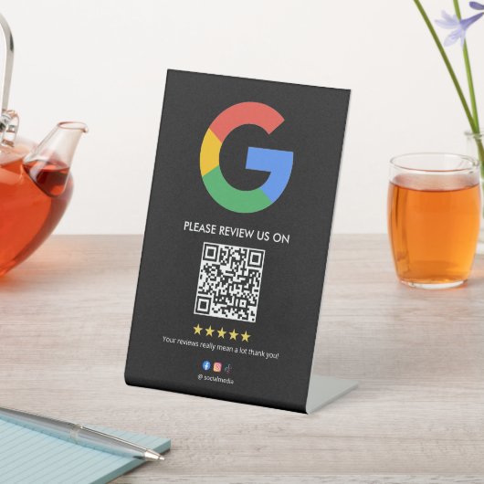 Business Google Review Tabletop Sign l QR Code 台座サイン (インサイチュ)