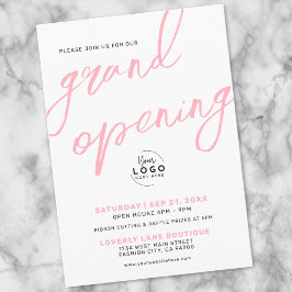 Business Grand Opening Logo Pink Elegant 招待状